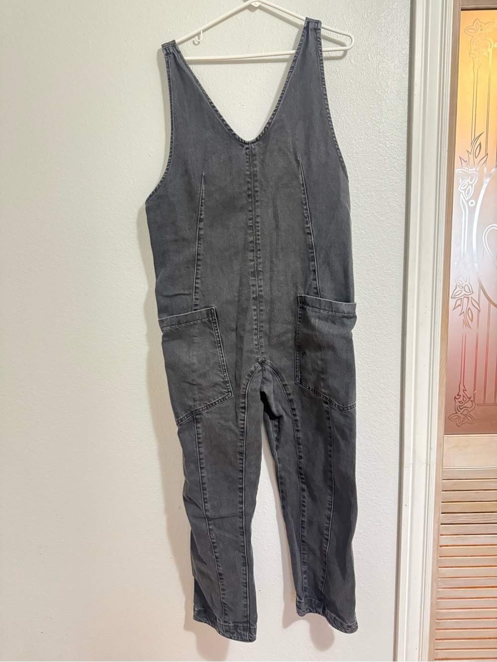 Washed Black Denim Jumpsuit Overalls - Women's